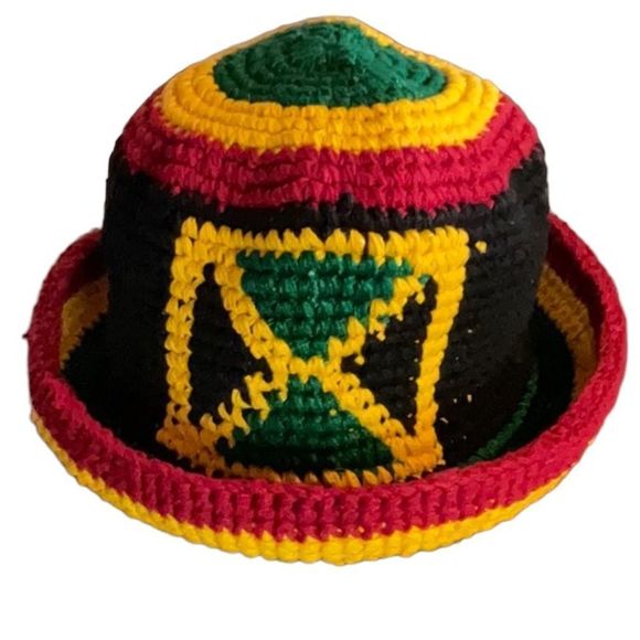Hand Crafted Crotchet Bucket Hat Rasta Coloring - Picture 2 of 6